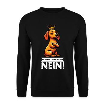 Bevor Du Fragst Dackel Dackelbesitzer Dackelhalter - Unisex Pullover - Schwarz - Vorne - Alina (178cm) & Michal (187cm)