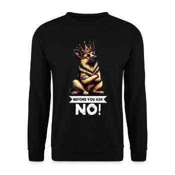 Avant de demander aux bergers allemands - Sweat-shirt Unisexe - noir - Devant - Alina (178cm) & Michal (187cm)