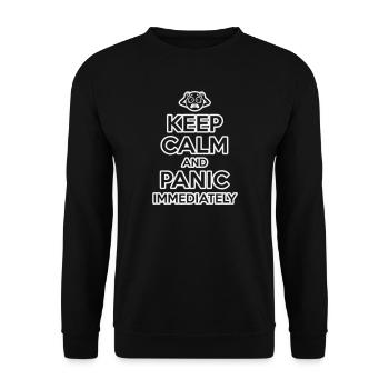 Keep Calm And Panic - Funny Sarcastic - Unisex Sweatshirt - black - Front - Alina (178cm) & Michal (187cm)
