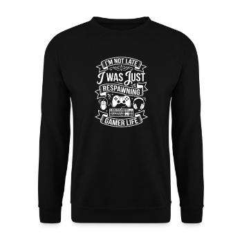 I Was Just Respawning - Unisex Sweatshirt - black - Front - Alina (178cm) & Michal (187cm)