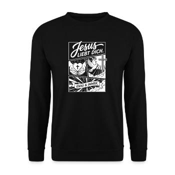 Collage Jésus t’aime - Sweat-shirt Unisexe - noir - Devant - Alina (178cm) & Michal (187cm)