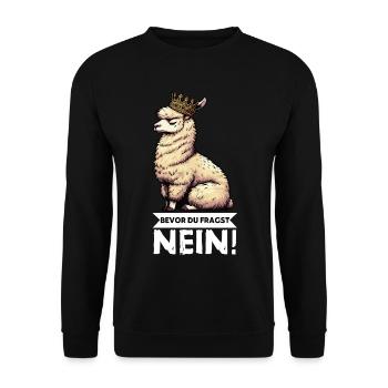 Before you ask No Alpaca llama alpaca owner - Unisex Sweatshirt - black - Front - Alina (178cm) & Michal (187cm)
