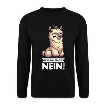 Before you ask No Alpaca llama alpaca owner - Unisex Sweatshirt - black - Front - Alina (178cm) & Michal (187cm)