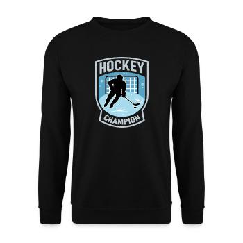 Hockey Champion  – Eishockey Fan - Unisex Sweatshirt - black - Front - Alina (178cm) & Michal (187cm)