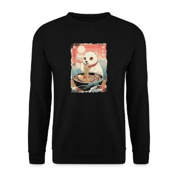 Anime de ramen sur l’ours polaire Kawaii - Sweat-shirt Unisexe - noir - Devant - Alina (178cm) & Michal (187cm)