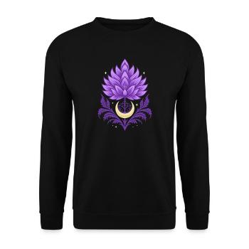 Distel Mond Symbol - Florales Naturmotiv - Unisex Pullover - Schwarz - Vorne - Alina (178cm) & Michal (187cm)