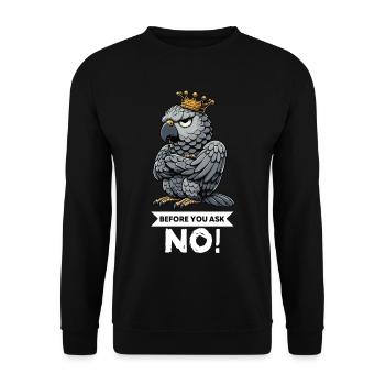 Before You Ask African Grey Parrot Parrot Parrot Holder - Unisex Sweatshirt - black - Front - Alina (178cm) & Michal (187cm)
