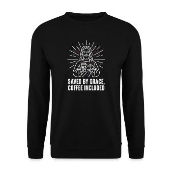 Sauvés par Grace – Café inclus - Sweat-shirt Unisexe - noir - Devant - Alina (178cm) & Michal (187cm)