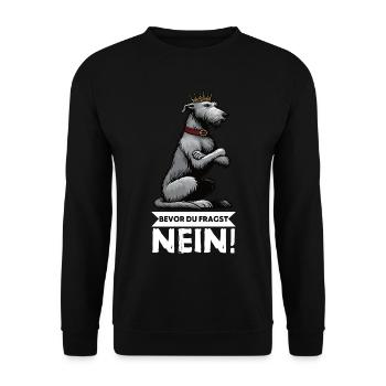 Avant que vous ne demandiez Pas de chien de loup irlandais Wolfhound - Sweat-shirt Unisexe - noir - Devant - Alina (178cm) & Michal (187cm)