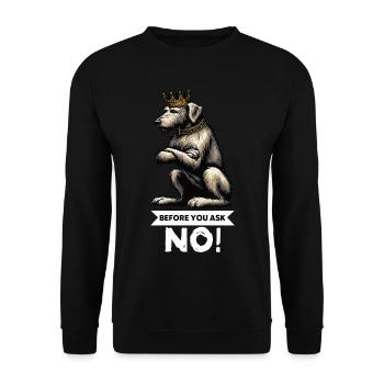 Avant de demander au propriétaire de chien de loup irlandais - Sweat-shirt Unisexe - noir - Devant - Alina (178cm) & Michal (187cm)