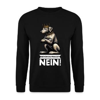 Avant que vous ne demandiez Pas de chien de loup irlandais Wolfhound - Sweat-shirt Unisexe - noir - Devant - Alina (178cm) & Michal (187cm)