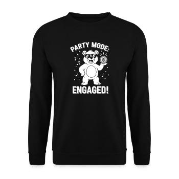 Partymodus Bär: Engaged! - Unisex Pullover - Schwarz - Vorne - Alina (178cm) & Michal (187cm)