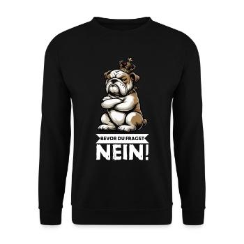 Before you ask No English Bulldog Bully - Unisex Sweatshirt - black - Front - Alina (178cm) & Michal (187cm)