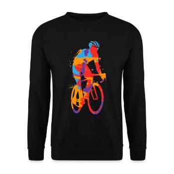 Fahrrad bunt Rennradfahrer Kinder Herren Rennrad - Unisex Pullover - Schwarz - Vorne - Alina (178cm) & Michal (187cm)