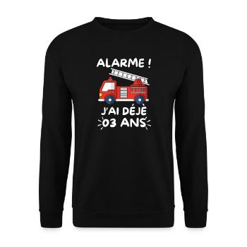 3-jähriges Jubiläum des Feuerwehrwagens - Unisex Pullover - Schwarz - Vorne - Alina (178cm) & Michal (187cm)
