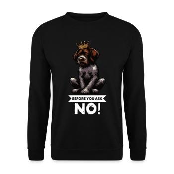 Before You Ask Deutsch Drahthaar Drahthaarhalter - Unisex Pullover - Schwarz - Vorne - Alina (178cm) & Michal (187cm)