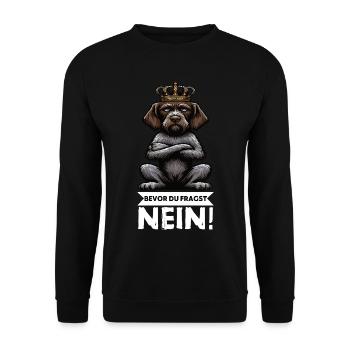 Bevor Du Fragst Nein Deutsch Drahthaar Drahthaare  - Unisex Pullover - Schwarz - Vorne - Alina (178cm) & Michal (187cm)