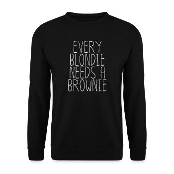 Every Blondie Needs A Brownie Shirt - Unisex Pullover - Schwarz - Vorne - Alina (178cm) & Michal (187cm)