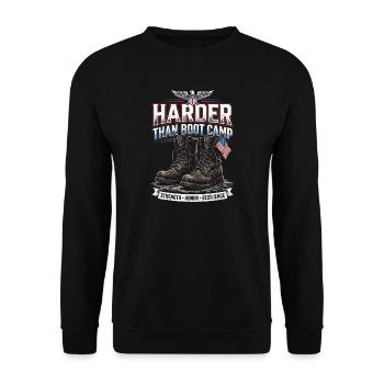 Army Mama Harder Than Boot Camp Stiefel - Unisex Pullover - Schwarz - Vorne - Alina (178cm) & Michal (187cm)