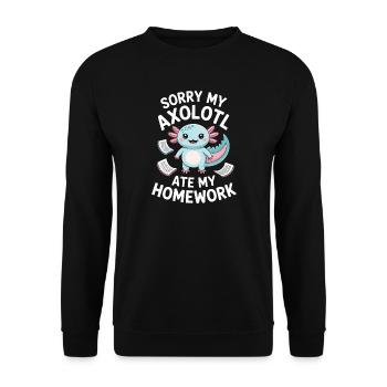 Axolotl Homework Heist - Unisex Sweatshirt - black - Front - Alina (178cm) & Michal (187cm)