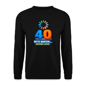 40 Jahre: Gelenke laden - Unisex Pullover - Schwarz - Vorne - Alina (178cm) & Michal (187cm)