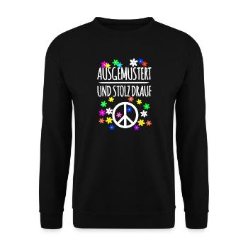 Ausgemustert Frieden Gegen Krieg - Unisex Pullover - Schwarz - Vorne - Alina (178cm) & Michal (187cm)