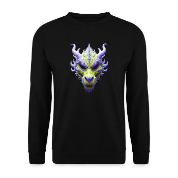 Aurora-Grüne Drachenmaske - Unisex Pullover - Schwarz - Vorne - Alina (178cm) & Michal (187cm)