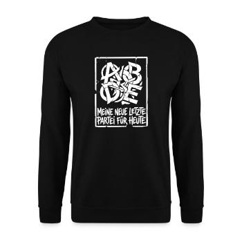 Satire auf die unendlichen Parteineugründugen - Unisex Pullover - Schwarz - Vorne - Alina (178cm) & Michal (187cm)