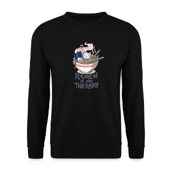 Ramen Therapy - Unisex Pullover - Schwarz - Vorne - Alina (178cm) & Michal (187cm)