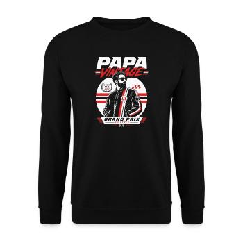 Papa Vintage Grand Prix Style - Sweat-shirt Unisexe - noir - Devant - Alina (178cm) & Michal (187cm)