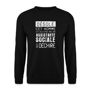 Desole Cet Homme Est Deja Pris Par Une Assistan... - Sweat-shirt Unisexe - noir - Devant - Alina (178cm) & Michal (187cm)