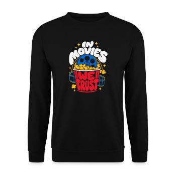 In Movies We Trust Cinema Popcorn - Unisex Sweatshirt - black - Front - Alina (178cm) & Michal (187cm)