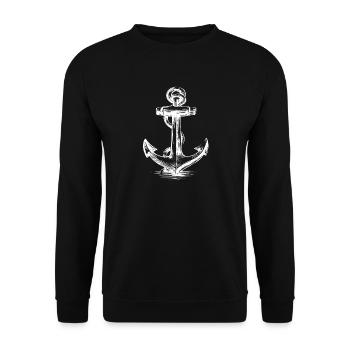 Anchored Brush Nautical Anchor - Unisex Sweatshirt - black - Front - Alina (178cm) & Michal (187cm)