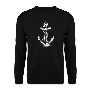 Bold Anchor Emblem Illustration - Unisex Sweatshirt - black - Front - Alina (178cm) & Michal (187cm)