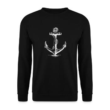 Nautical Anchor Sketch Rope Emblem - Unisex Sweatshirt - black - Front - Alina (178cm) & Michal (187cm)