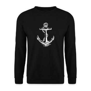Nautical Anchor Silhouette - Unisex Sweatshirt - black - Front - Alina (178cm) & Michal (187cm)