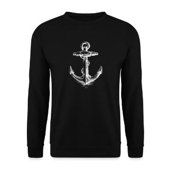 Anchor Emblem Distressed Nautical Glyph - Unisex Sweatshirt - black - Front - Alina (178cm) & Michal (187cm)