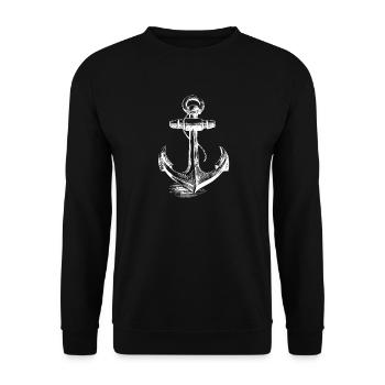 Nautical Anchor Sketch - Unisex Sweatshirt - black - Front - Alina (178cm) & Michal (187cm)