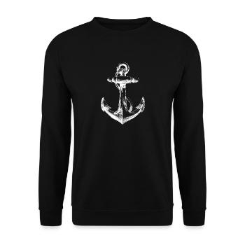 White Anchor Emblem - Unisex Sweatshirt - black - Front - Alina (178cm) & Michal (187cm)