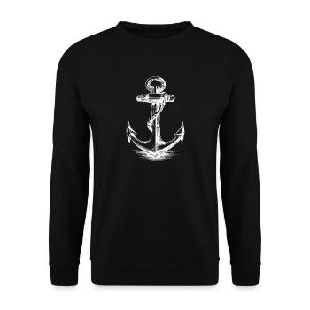White Anchor Silhouette - Unisex Pullover - Schwarz - Vorne - Alina (178cm) & Michal (187cm)