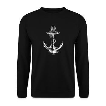 Anchor Emblem Nautical Tee - Unisex Sweatshirt - black - Front - Alina (178cm) & Michal (187cm)