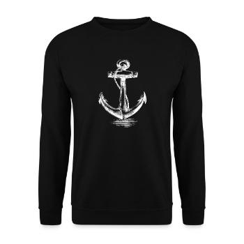 Anchor Sketch Nautical Graphic - Unisex Sweatshirt - black - Front - Alina (178cm) & Michal (187cm)