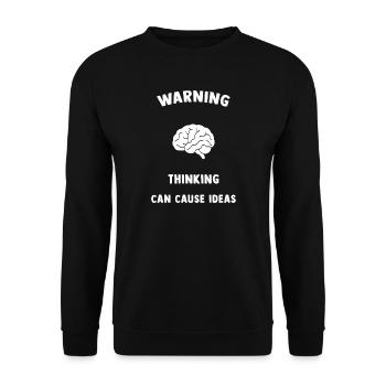 Gedankenwarnung: Ideen entstehen - Unisex Pullover - Schwarz - Vorne - Alina (178cm) & Michal (187cm)