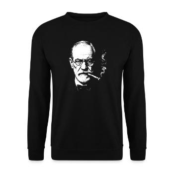 Sigmund Freud raucht Zigarre - Unisex Pullover - Schwarz - Vorne - Alina (178cm) & Michal (187cm)