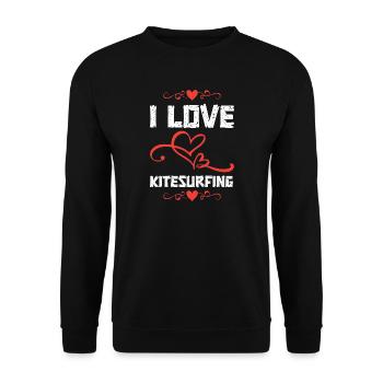 Liebe Kitesurfen Herzensdesign - Unisex Pullover - Schwarz - Vorne - Alina (178cm) & Michal (187cm)