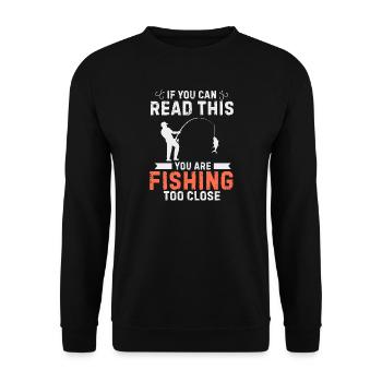 Lustiges Angelgeschenk für Papa, Fischer und Opa - Unisex Pullover - Schwarz - Vorne - Alina (178cm) & Michal (187cm)