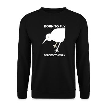 Geboren zum Fliegen Gezwungen Zu Gehen - Unisex Pullover - Schwarz - Vorne - Alina (178cm) & Michal (187cm)