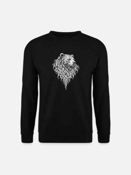 Bärenkopf im Flechtwerk – Nordischer Bär - Unisex Pullover - Schwarz