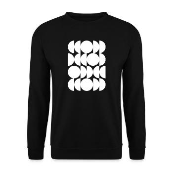 Kreisförmiges Gitter-Echomuster - Unisex Pullover - Schwarz - Vorne - Alina (178cm) & Michal (187cm)