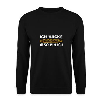 Ich backe also bin ich Brot backen ist mein Hobby - Unisex Pullover - Schwarz - Vorne - Alina (178cm) & Michal (187cm)